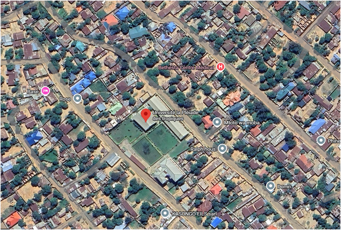 Localisation satellite de l'UPT à Lubumbashi